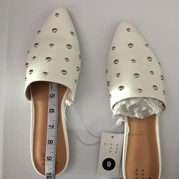 Women's Kari Studded Mules White-S5-B7 - Picture 6 of 8